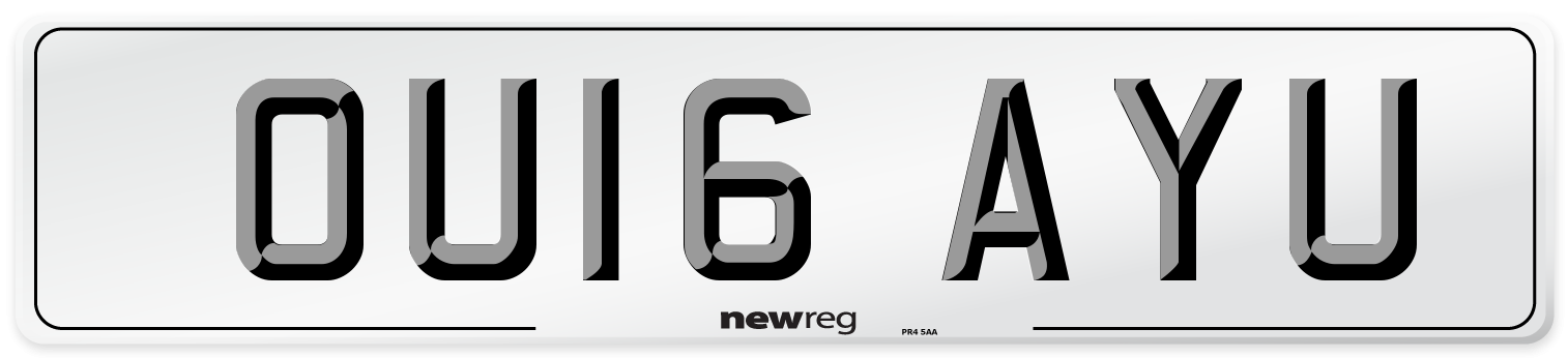 OU16 AYU Number Plate from New Reg